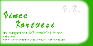 vince kortvesi business card